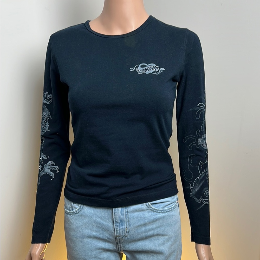 Harley-Davidson Navy Fitted Long Sleeve Tee